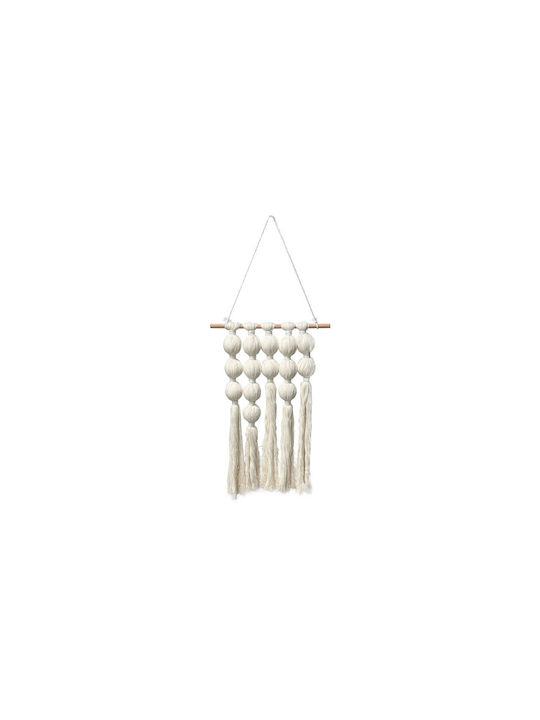 Marhome Macrame Hanging Wall Decor Ecru Fabric 57x30cm
