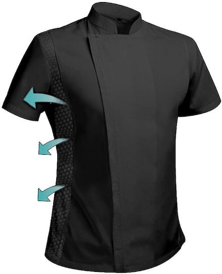 Egochef Coat Chef 100% Microfiber Unisex Black with Long Sleeve Ice