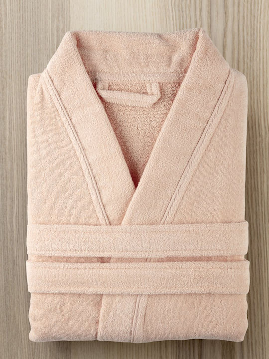 Nima Bathrobe with Collar Coral 250gsm