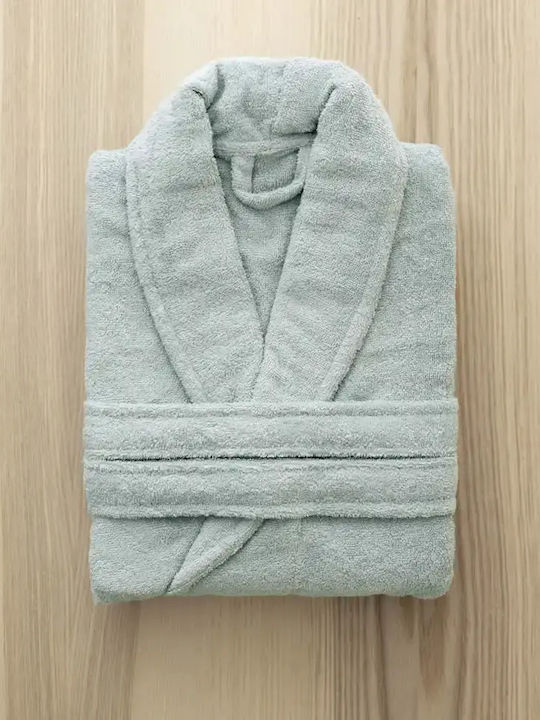 Nima Pure Bathrobe with Collar Dusty Blue 350gr/m²