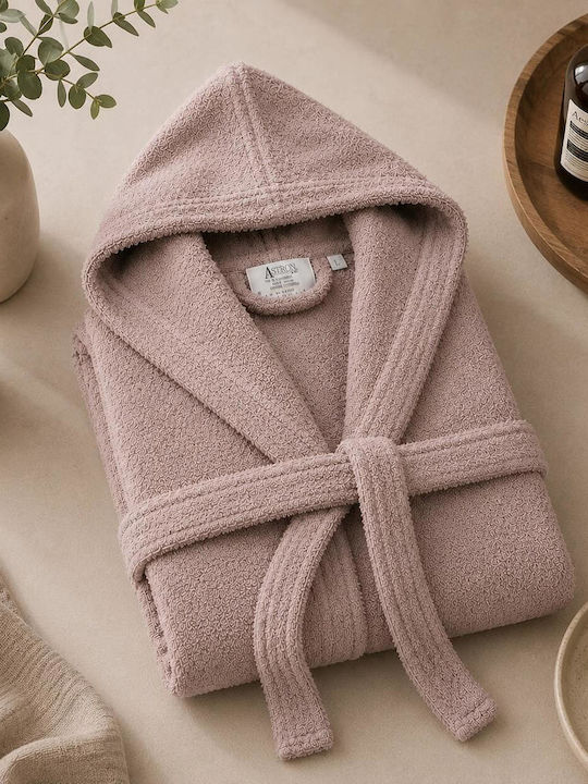 Astron Italy Γυναικείο Μπουρνούζι με Κουκούλα Dusty Rose 450gr/m²