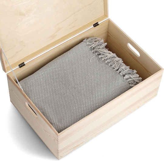 Zeller Hölzernes Aufbewahrungsbox mit Deckel Beiges 60x40x24cm