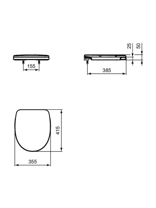 Ideal Standard Oceane Καπάκι Λεκάνης Soft Close από Βακελίτη 41.5x35cm Λευκό