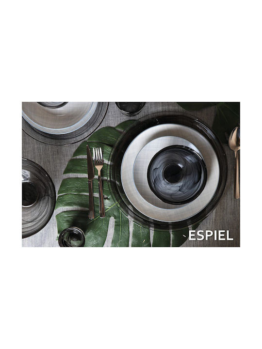 Espiel Atlas Serving Bowl Round Glass Black with Diameter 15cm