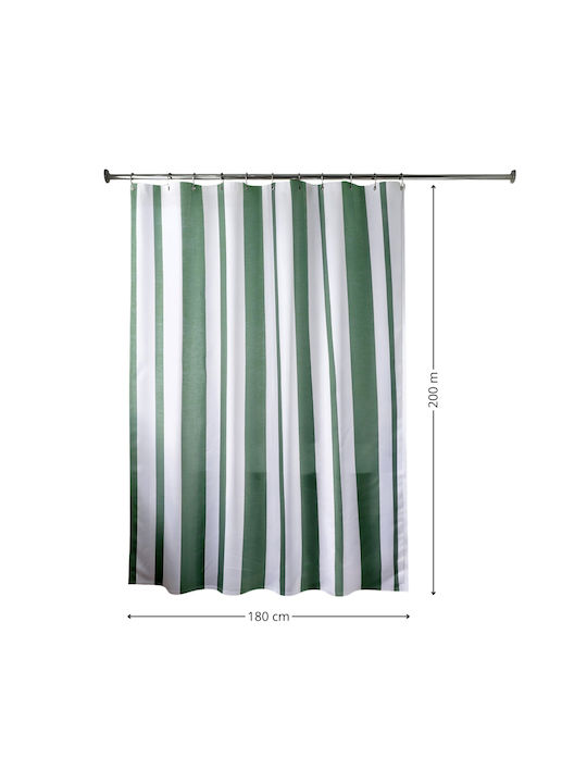 Stripes Κουρτίνα Μπάνιου 180x200cm Green Stripes