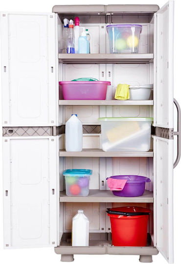 Double Door Wardrobe Plastic with 4 Shelves 73x44x179cm