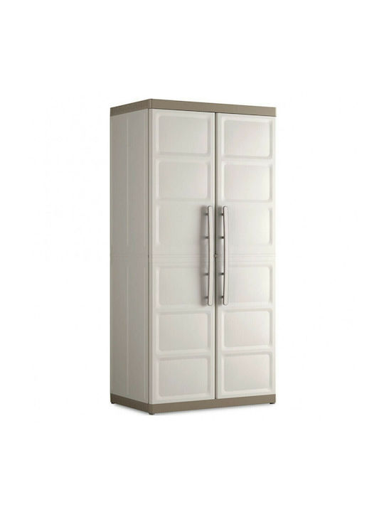 Doppelflügeliger Außenschrank Excellence XL Utility aus Polypropylen mit Trennwand & 4 Regale 89x54x182cm