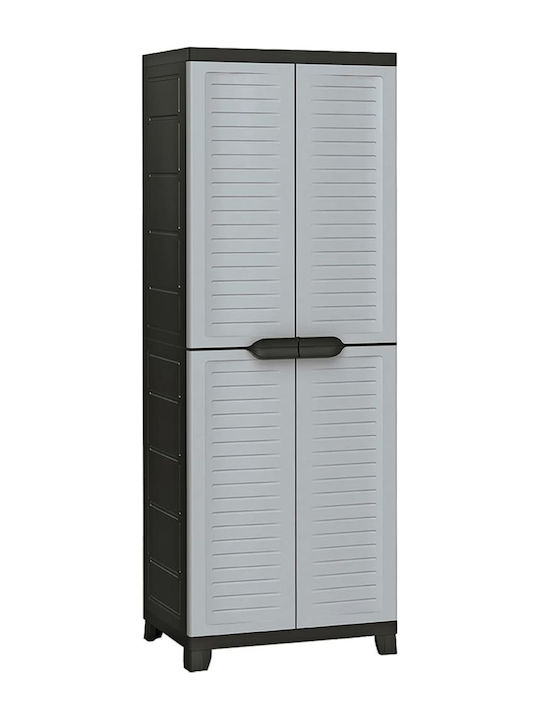 Dulap cu două uși Plastic cu 4 Rafturi Gri 65x45x181cm