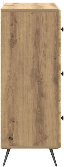 Bedroom Chest of Drawers Wood & Metal 66x34.5x90cm