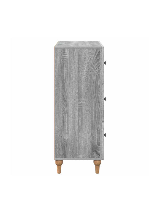 Kommode Schlafzimmer Holz mit 3 Schubladen Grau Sonoma 66x34.5x90cm