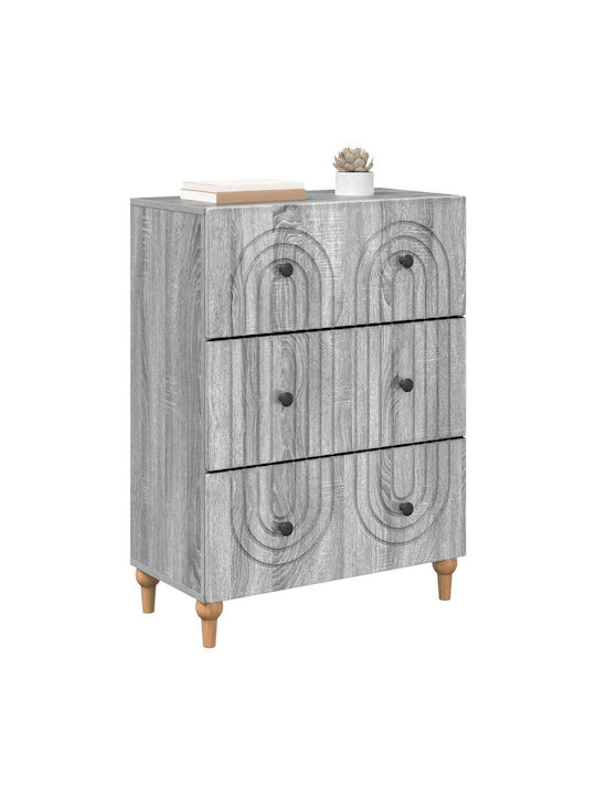 Kommode Schlafzimmer Holz mit 3 Schubladen Grau Sonoma 66x34.5x90cm