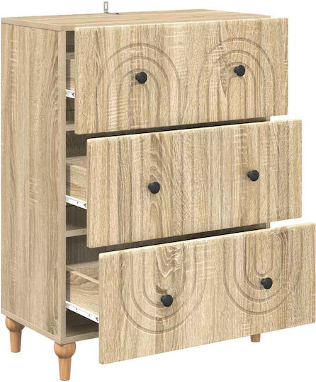 Bedroom Chest of Drawers Wooden Sonoma Oak 66x34.5x90cm