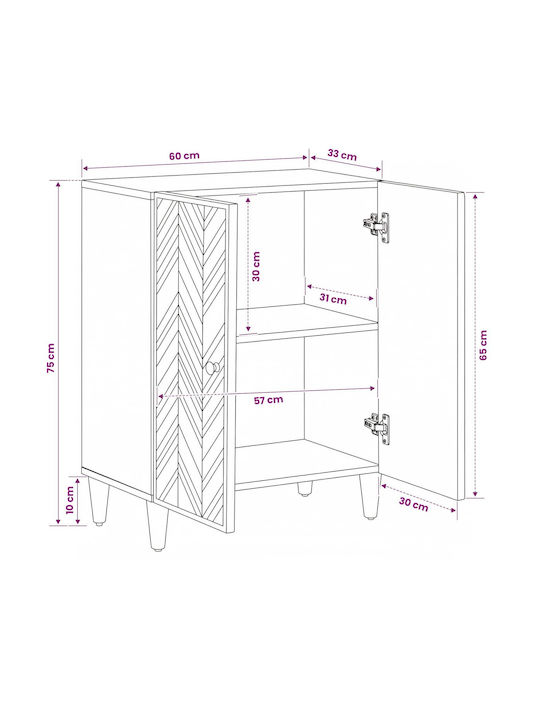 vidaXL Kommode Schlafzimmer Holz Braune 60x33.5x75cm