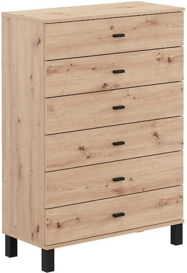 Bedroom Chest of Drawers Wooden Almond Artisan Oak 77x35x78cm