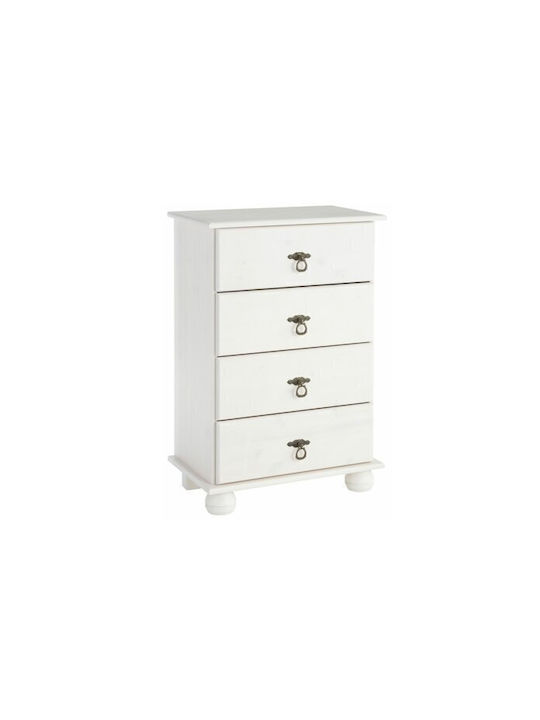 Nolcore 101 Metallic Chest of Drawers White 50x30x80cm