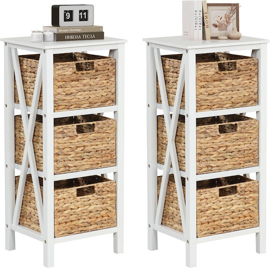 Κομοδίνα Ξύλινα Γαλάζια 2τμχ 36x30x80cm JV11436WH-2