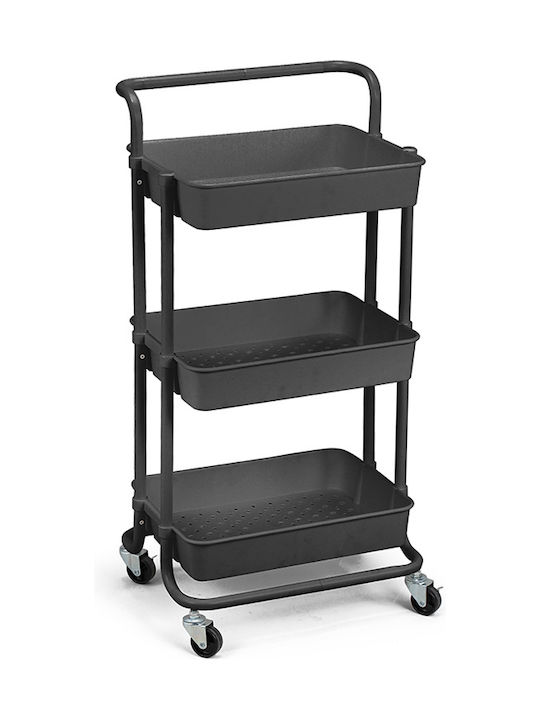 Vesta Home Kitchen Trolley Metallic 3 Tiers Black 43x34x85.5cm