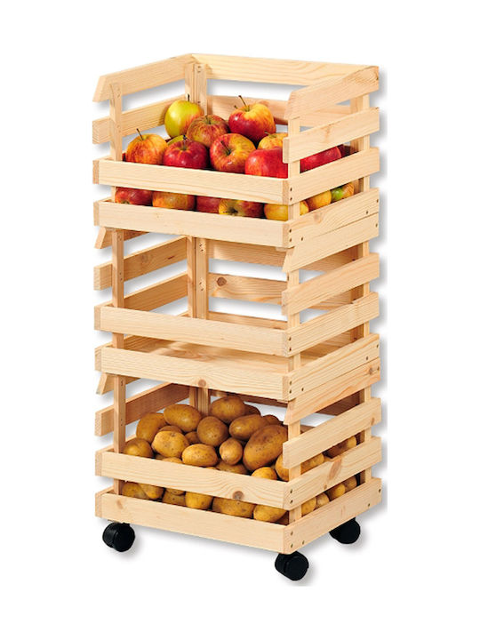 Kesper Τρόλεϊ Κουζίνας Ξύλινο 3 Θέσεων Καφέ 37x30x80cm