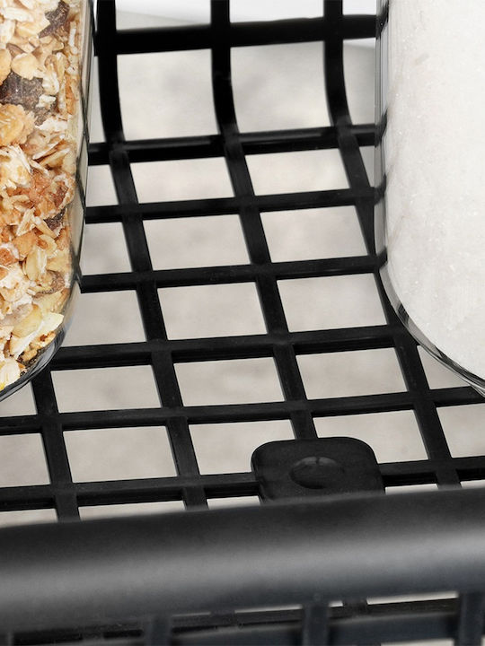 Excellent Houseware Troleu De Bucătărie Din Plastic Cu 4 Locuri Negru 46x26x79cm