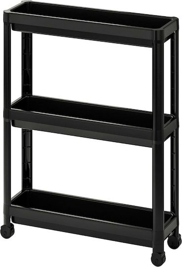 Viosarp Kitchen Trolley 3 Tiers Black 54x18x68cm