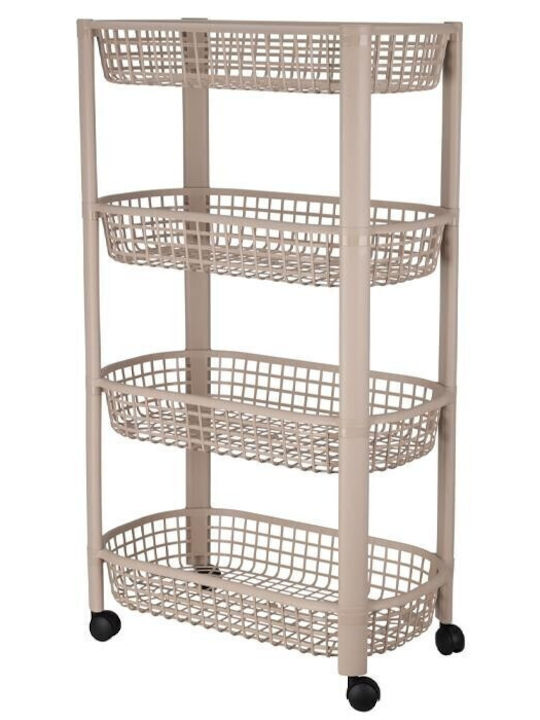 Troleu De Bucătărie Din Plastic Cu 4 Locuri Bej 46.5x25x79cm