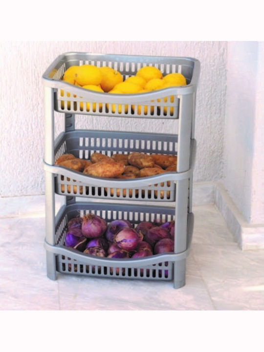Viomes Kitchen Cart Plastic 3 Tiers White 41x31.5x57cm
