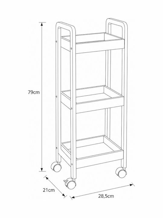 MRShome Кухненски Стелаж Дървен С 3 Позиции Черен 28.5x21x79см