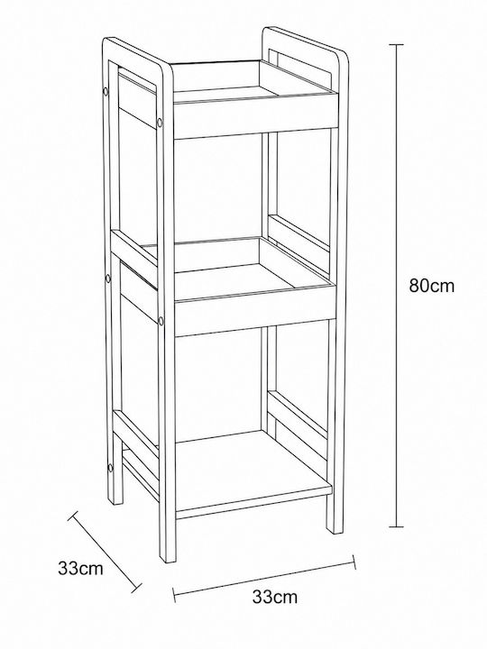 MRShome Кухненски Стелаж Дървен 3 Позиции Бежов 33x33x80см