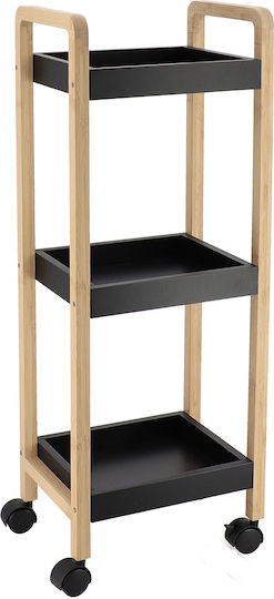 MRShome Кухненски Стелаж Дървен 3 Позиции Черен DS-1139000