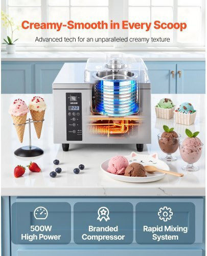 Vevor Commercial Ice Cream Maker 0.5kW 46x46x43cm