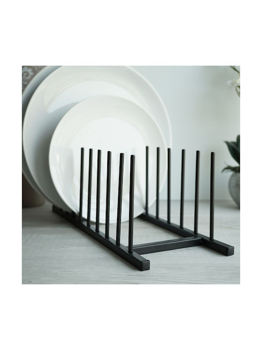BigBuy Πιατοθήκη Ντουλαπιού Μεταλλική 34.5x12.5x12εκ. Μαύρο
