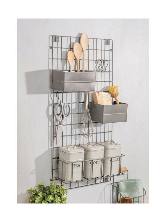 Living Wandmontiertes Metallregal 39,5x13x80cm Grau