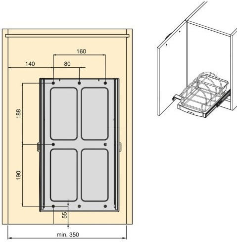 Emuca Bază De Masă Din Plastic 43x26x24.5cm Gri