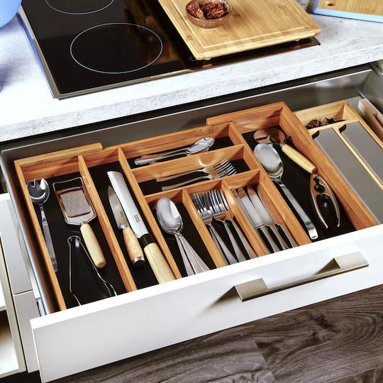Kesper Besteckeinsatz für Schubladen Aufklappbar Hölzernes 58x43x6cm Braun