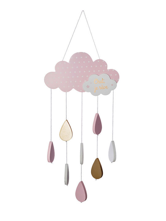 Click Kids Room Decorative Mobile Cloud Pink made of Wood Cloud 24x57cm