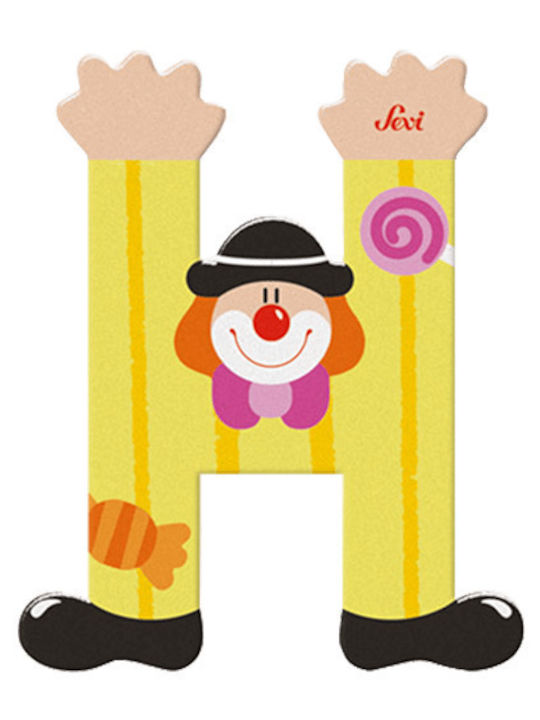 Sevi Bebe Decorative Letter Green made of Wood Clown Η 7x0.5x9εκ.