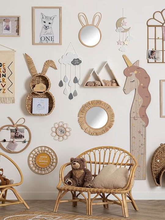 Inart Kids Room Decorative Mobile Pink made of Wood Moon 15x44x44εκ.