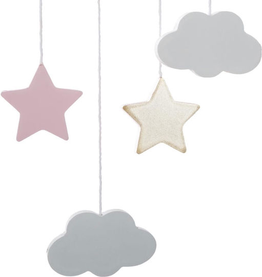 Inart Kids Room Decorative Mobile Pink made of Wood Moon 15x44x44εκ.