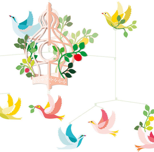 Djeco Kids Room Decorative Mobile Animals Green made of Wood Birdcage 40x2x30εκ.