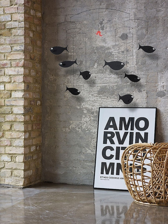 Flensted Mobiles Kids Room Decorative Mobile Animals Black School of Fish 45x60cm