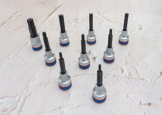 King Tony Torx sockets Long Walnut Pneumatic with Torx Head and Socket 1/2'' T20 / T25 / T27 / T30 / T40 / T45 / T50 / T55 / T60 9pcs