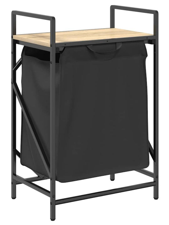vidaXL Laundry Basket Wooden with Lid Black