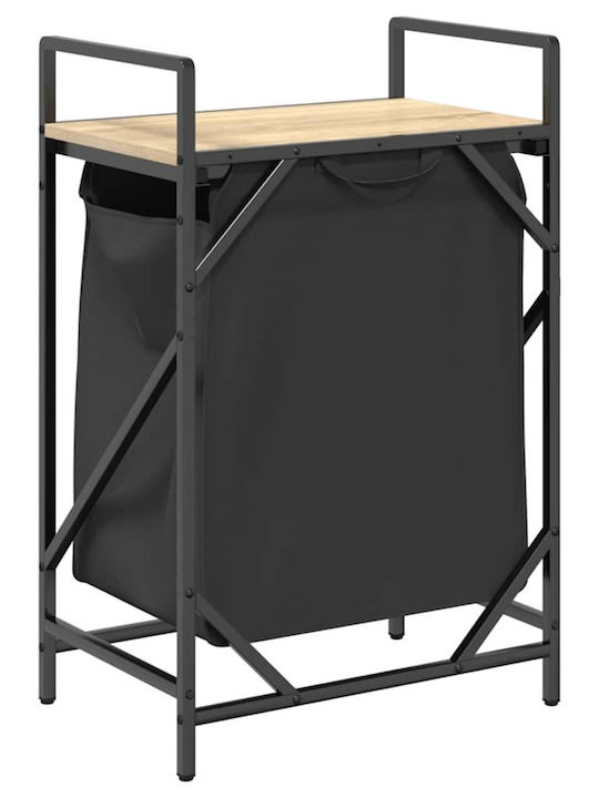 vidaXL Laundry Basket Wooden with Lid Black