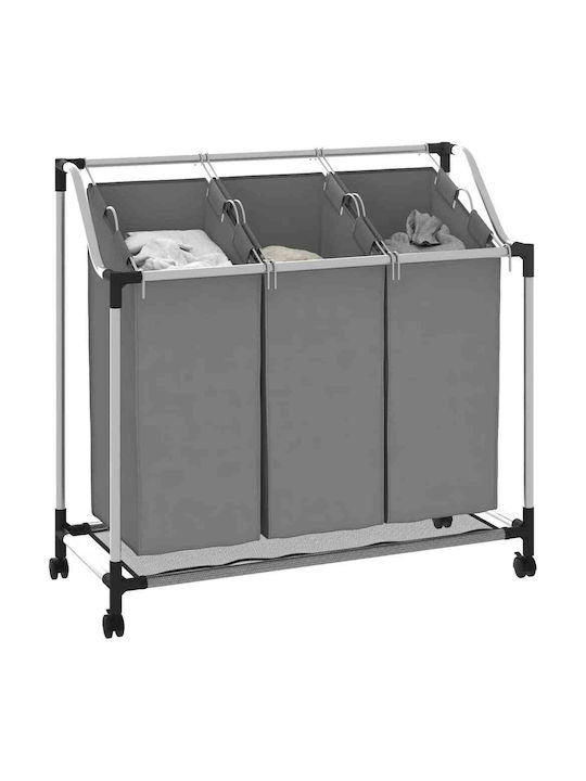 vidaXL Laundry Basket Plastic with Lid Gray