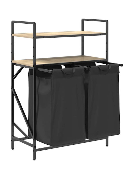 vidaXL Wooden Laundry Basket Black