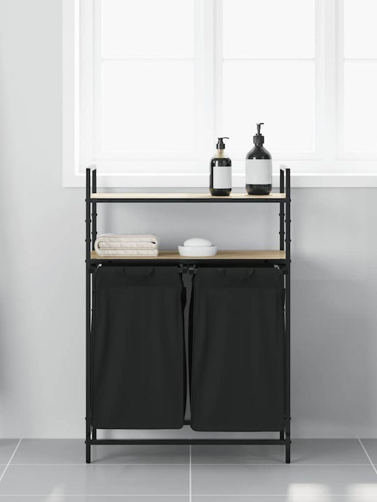 vidaXL Wooden Laundry Basket Black