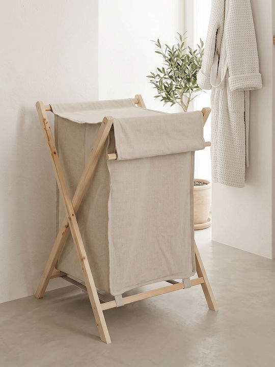 Pakketo Lonerte Кошница За Пране Дървена Сгъваема С Капак 43.5x41x64см Бежова