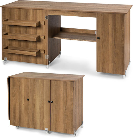 Costway Folding Sewing Table 158 x 50 x 75 cm Brown Hw66623na+