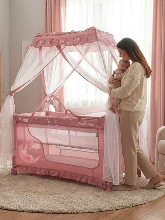 Lorelli Magic Sleep Laufstall 2 Ebenen mit Matratze Rosa