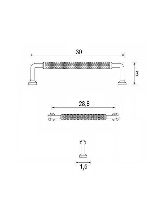 Sc Herrajes Furniture Handle from Metallic Copper with Hole Centers 288mm